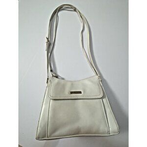 Liz Claiborne White Zipper Closure Handbag 2 Shoulder Strap Built In Wallet READ